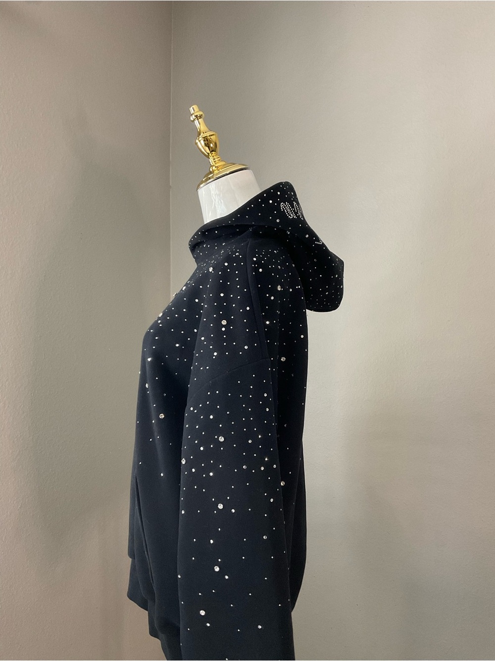 Aelfric Eden Rhinestone Hoodie Black Sparkle Pullover Size XS Streetwear Y2K - Picture 2 of 9